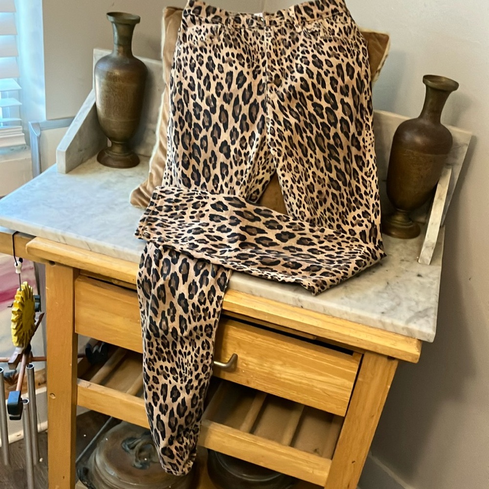 Frame Denim Brown Black Skinny Jeans Leopard Print Stretchy 26!